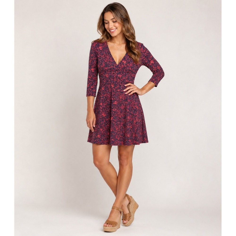 Patagonia Margot Dress Womens Large Pink Floral Print Organic‎ Cotton
